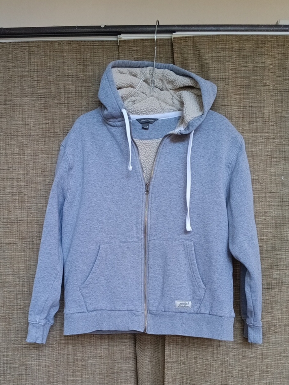 Eddie Bauer Light Gray Sherpa-Lined Full Zip Hoodie
